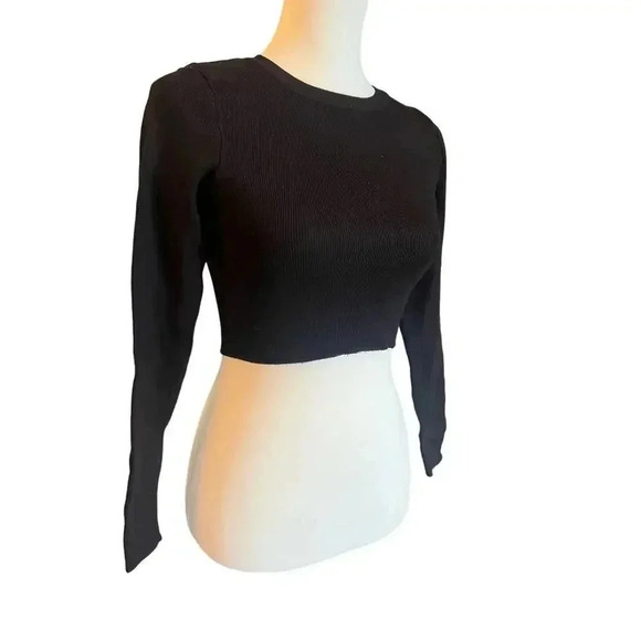 ZARA crop rub knit long sleeve top size small - Picture 2 of 8